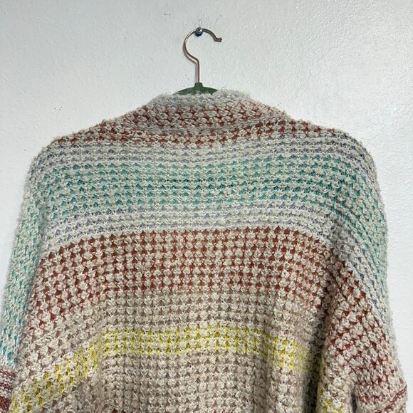 Adora Rory Striped Chunky Knit Oversized V-Neck Sweater Sz M - Picture 7 of 11